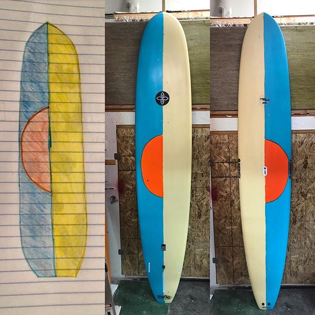 Freshie Friday and we definitely like the way this one turned out! From drawing to finished board. #stoked to get this custom tandem/instructor collaboration done for @purestokeorg and @infinity_surf 
Yeww!!! #ecoboardsarerad